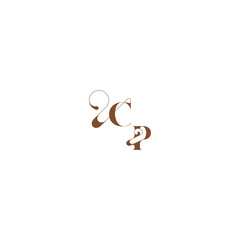 bold and hairline initial wedding logo concept CP elegant curve monogram letter