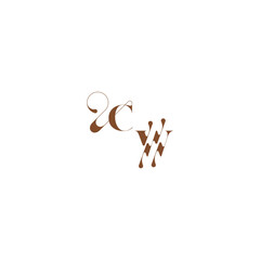 bold and hairline initial wedding logo concept CW elegant curve monogram letter