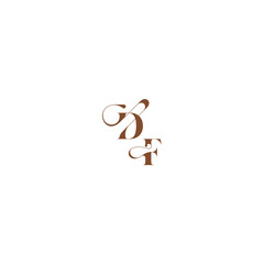 bold and hairline initial wedding logo concept DF elegant curve monogram letter