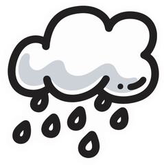 A silhouette image shows a cloud releasing rain into a puddle below, capturing a simple yet poetic weather-themed scene.