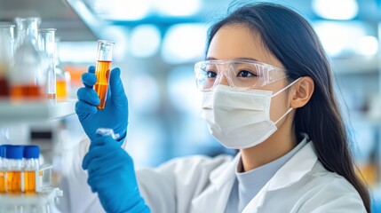 Young Female Scientist Conducting Experiment in Laboratory Environment