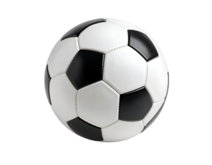Classic Soccer Ball: A classic black and white soccer ball, ready for the big game.  The perfect image for sports enthusiasts and fans.