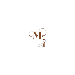 bold and hairline initial wedding logo concept MI elegant curve monogram letter