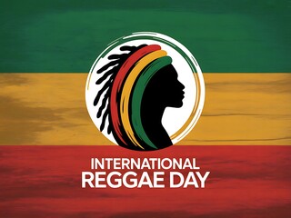 International reggae day celebration with silhouette and rasta colors on textured background