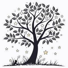 Obraz premium tree with leaves and white backround