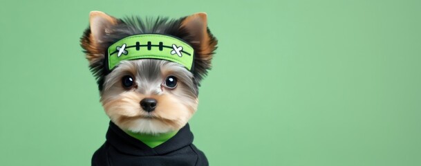 Halloween Pet: Yorkshire Terrier as Frankenstein's Monster