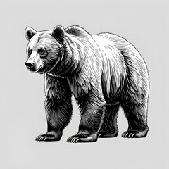 Bear vector illustration. The bear is large and has a black nose. The bear is looking to the right. 