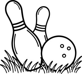 Fototapeta premium bowling ball with pins in grass sports equipment illustration for leisure and games