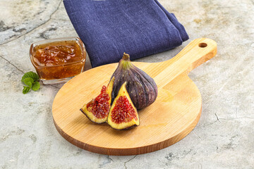 Purple ripe fig with cut