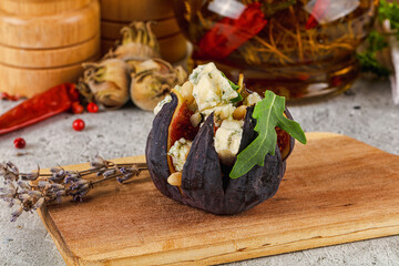 Fig with blue cheese and cedar