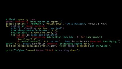 After a long script of programming language code scrolls on the screen the text PASSWORD FOUND is finally revealed. Hacking concept