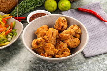 Golden crispy Breaded calamari snack