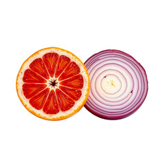 Bright Citrus and Vibrant Onion Halves Displaying Fresh Colors and Textures for Culinary Inspiration