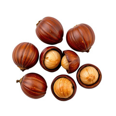 Fresh and Delicious Chestnuts on White Background Showcasing Natural Color and Unique Shell Texture