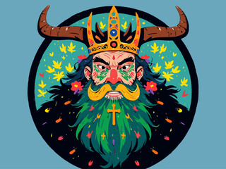  mascot or logo with Celtic tangle face mascot of an old druid or Viking