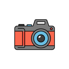 Colorful vintage camera illustration in flat design style  