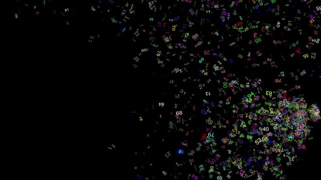 Many numbers in a random sequence and with various colors appear from all sides of the monitor screen creating a dynamic border effect