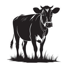 Fototapeta premium Vector graphic of a cow icon in silhouette style on white background (EPS, PNG, SVG)