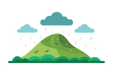 Hill in rain