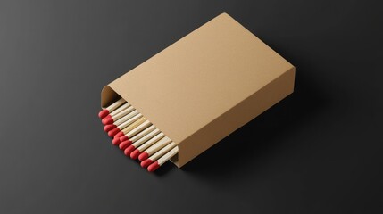 Kraft Matchbox Mockup: A Studio Shot of Matches in a Cardboard Box