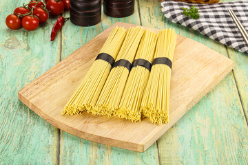 Raw dry uncooked egg noodles