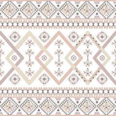 Obraz premium Brown and white geometric seamless vector pattern. Background texture in geometric ornamental style. Navajo style. Ideas for elaborate borders, textiles, and rugs.