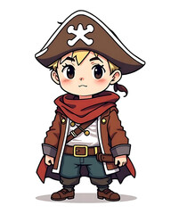 Adorable Cartoon Pirate Child  A Cute Illustration of a Young Buccaneer in Classic Costume