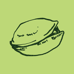 Doodle elements of fruit and vegetable, specifically a pistachios