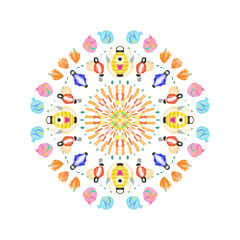 夏の曼荼羅 – 和風の祭りモチーフ  
Summer Mandala – Japanese Festival Motifs
