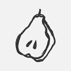 Doodle elements of fruit and vegetable, specifically a Pear