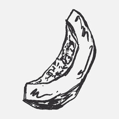 Doodle elements of fruit and vegetable, specifically a Pumpkin