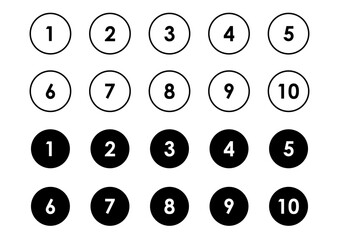 白黒の数字のセット