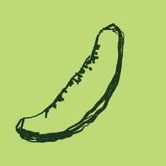 Doodle elements of fruit and vegetable, specifically a Peach