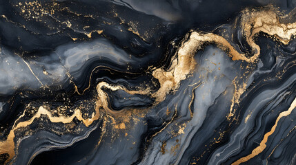 Fototapeta premium Elegant black marble texture with gold accents for a luxurious background