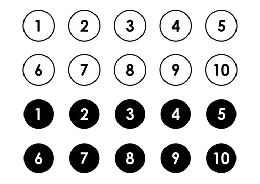 白黒の数字のセット
