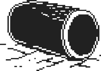 Obraz premium Pixelated tin can retro, pixel art black and white, vintage digital illustration