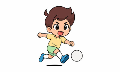 cute boy playing soccer cartoon design
