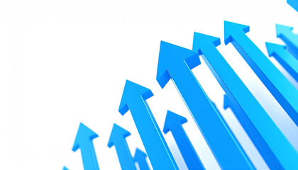 Blue arrows point upwards against a white background, symbolizing growth, progress, and positive direction in various contexts