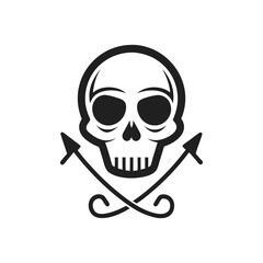  skull with crossed fishing hooks icon vector illustration
