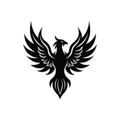 Silver Phoenix Rising Emblem icon vector illustration isolated on white
