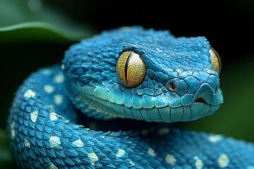 Fototapeta premium Close-up of a vibrant blue snake.