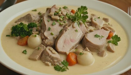 delicious blanquette de veau in a bowl