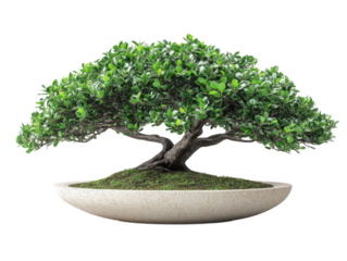 A large tree is in a white bowl