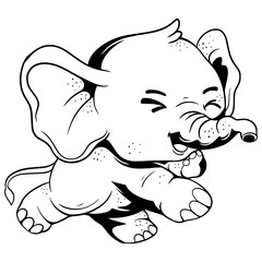 Elephant Cartoon Illustration Outline Animal Cute
