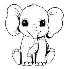 Elephant Cartoon Illustration Outline Animal Cute