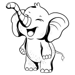 Elephant Cartoon Illustration Outline Animal Cute