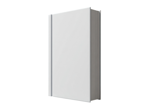 A white book with a silver spine