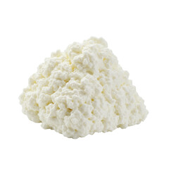 Ultra realistic UHD photo of one grain type cottage cheese, standalone full object on white plain isolated background with clear contours and no shadows, concept for food product advertising