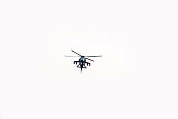 helicopter is flying on isolated white background