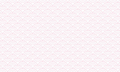 ピンク色の大きいカーブの部分が交わる3本の破線でできた青海波の模様